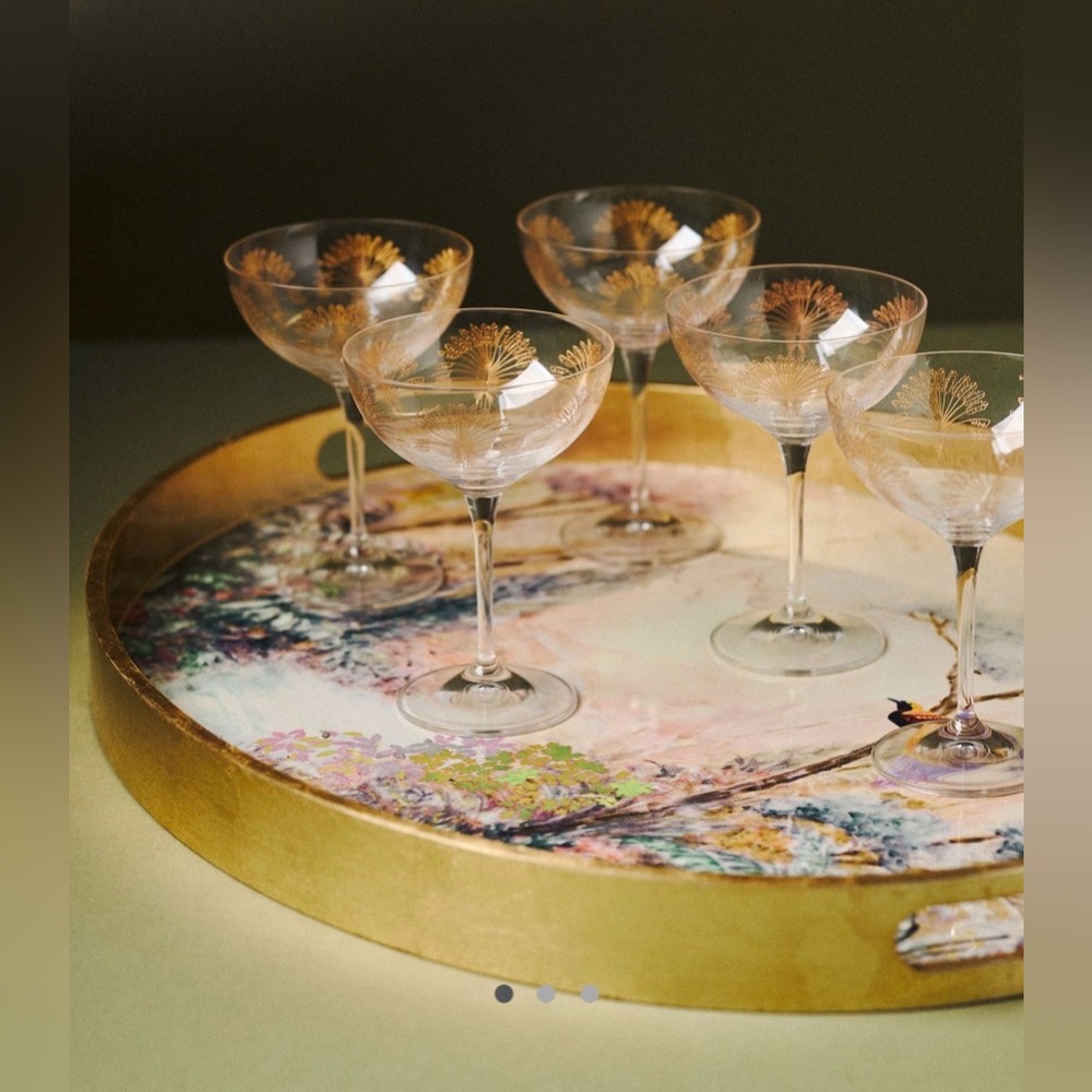 Anthropologie Gold and Multicolor Bird Alexandra Lacquer Tray 24"L X 18.5"W New - Picture 3 of 5